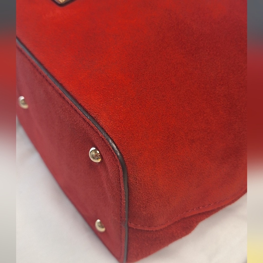 Dooney & Bourke Red Suede Satchel - Picture 6 of 13